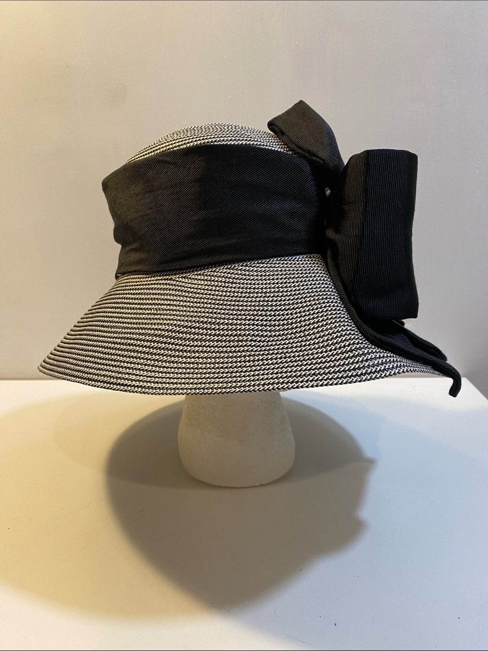 Lord & Taylor Black Ribbon Wide-Brim Hat OS
